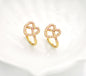 Gold Enamel Pink Twist Heart Adjustable Ring, Sku#B338