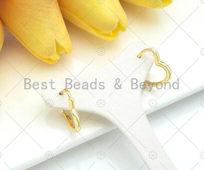 Gold Heart Shape Huggie Earring, Sku#LD60