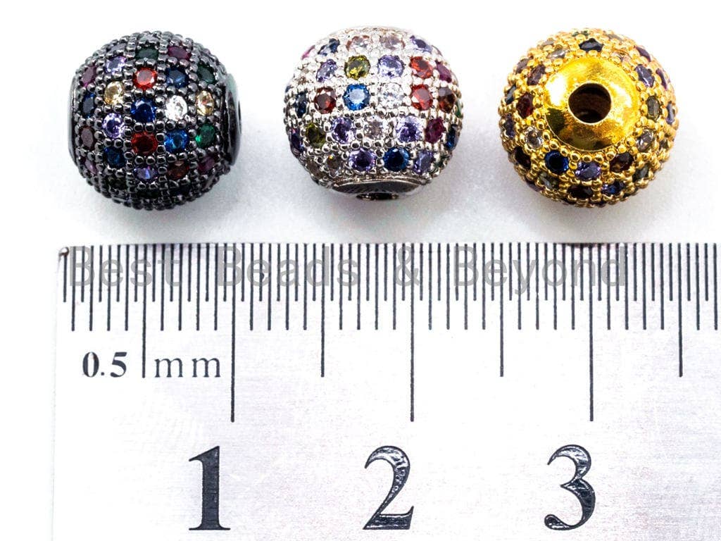CZ Micro Pave Multi Color Ball Spacer Beads, Rainbow Colored Shamballa Ball Beads,sku#G293