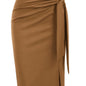 Elegant Monochrome High-waisted Knee-length Skirt For Women