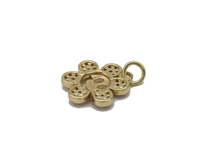 Gold CZ Smiley Face Flower Charm, Sku#L711