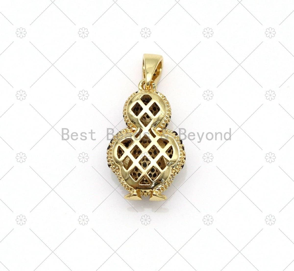 CZ Micro Pave 3D Penguin Shape Pendant, 18K Gold Filled Penguin Charm, Necklace Bracelet Charm Pendant, Sku#LD165