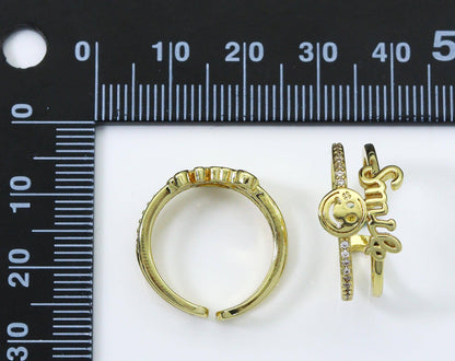 CZ Smile Words with Smiley Face Adjustable Ring, Sku#JL110