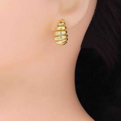 Gold Spiral Drop Shape Stud Earrings, Sku#LD551