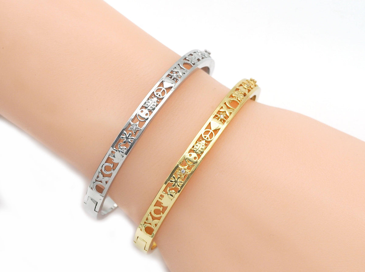 Lucky Heart Peace sign Hamsa Butterfly Bracelet,Sku#X352