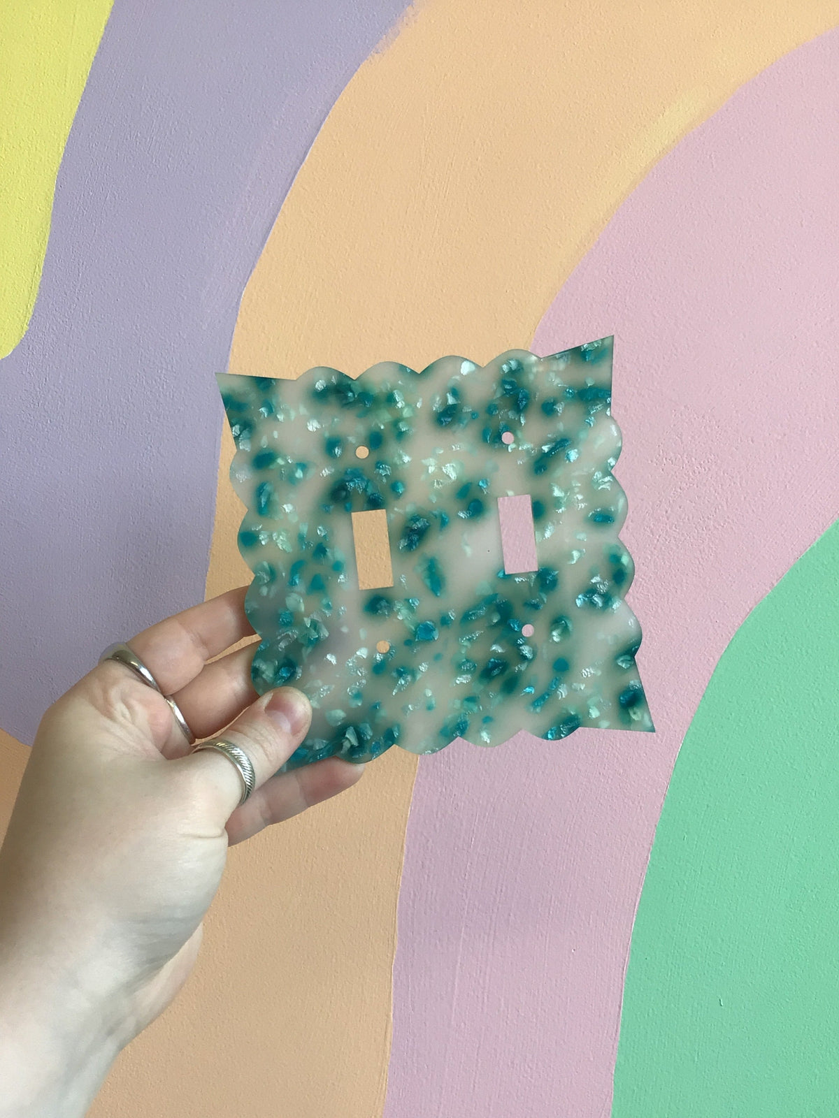 Teal Terrazzo Outlet Covers