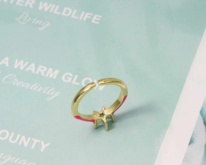 CZ Enamel Star Adjustable Ring, Sku#X296