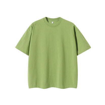 Double Yarn Short Sleeve Sweat-absorbing Cotton T-shirt Top