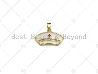 CZ Micro Pave Enamel Nurse Charm, Registered Nurse Charms, sku#LK04