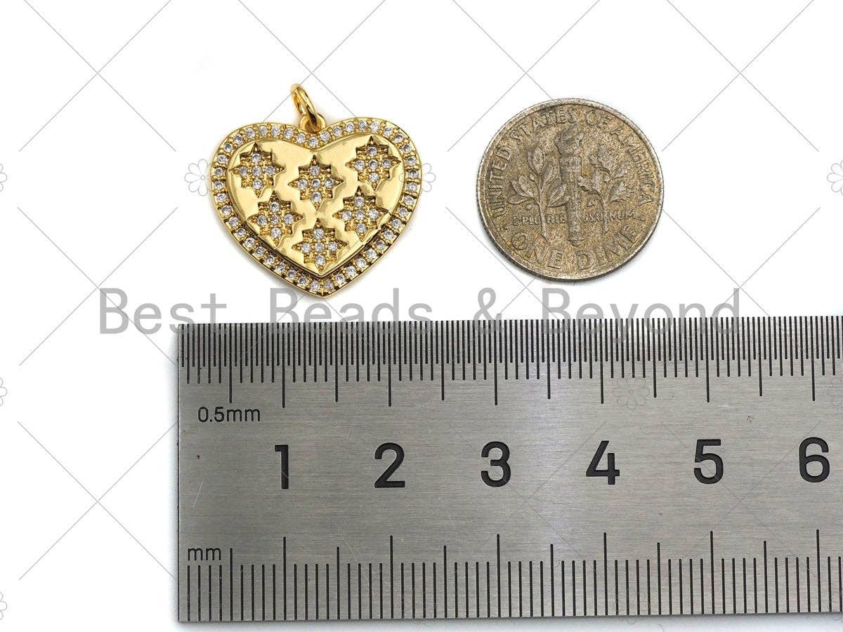 CZ Micro Pave North Star On SIlver Heart Shape Pendant, SKU#F1246