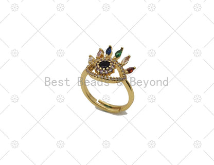 CZ Evil Eye Gold Filled Open Ring, Sku#JL67