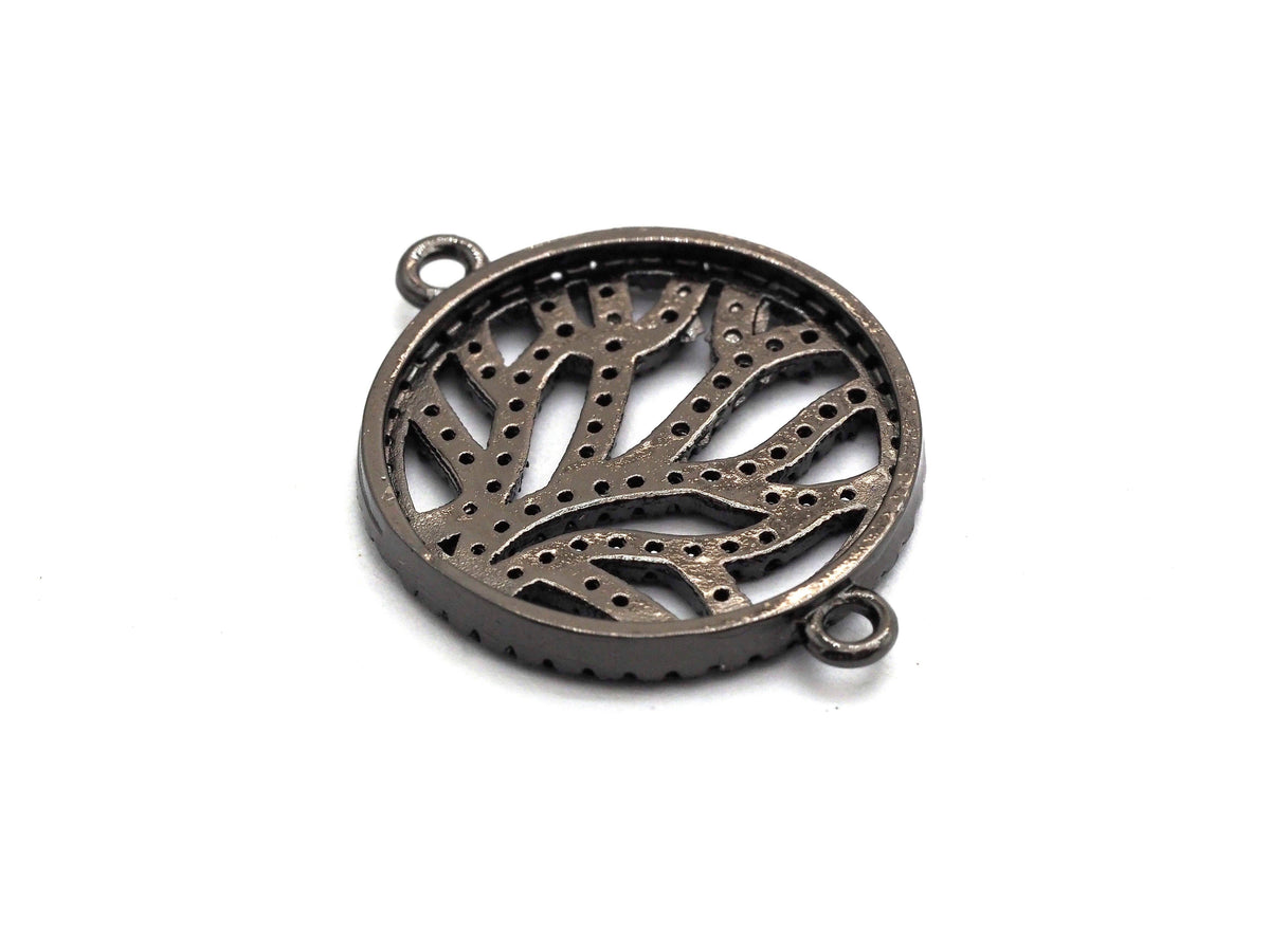 Black CZ flower Connector charm, sku#A92