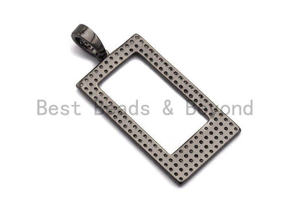 Clear CZ Micro Pave Hollow out Rectagular Shape Pendant, Gold/Rose Gold/Silver/Gunmetal Geometric Frame shape pendant, 20x45mm, sku#X58