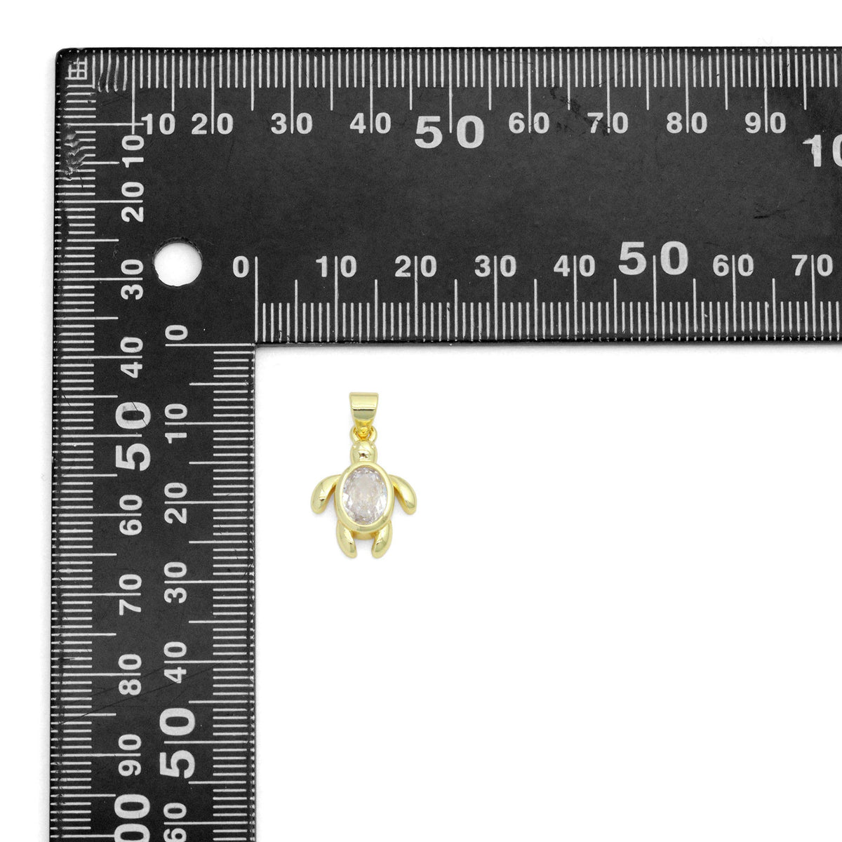 Clear Oval CZ Tortoise Turtle Charm Pendant,Sku#LD716