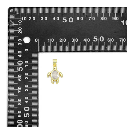 Clear Oval CZ Tortoise Turtle Charm Pendant,Sku#LD716