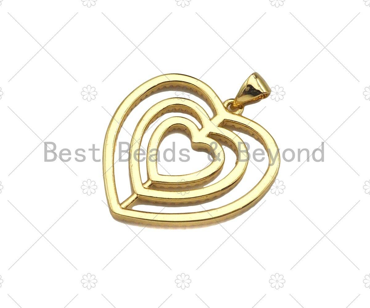 CZ Micro Pave Circled Heart Shape Pendant/Charm,CZ Dainty Gold Charm, 25x26mm,Sku#LD77