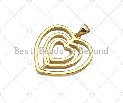 CZ Micro Pave Circled Heart Shape Pendant/Charm,CZ Dainty Gold Charm, 25x26mm,Sku#LD77