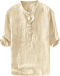 Mens Short-sleeved Loose-fit Linen Shirt