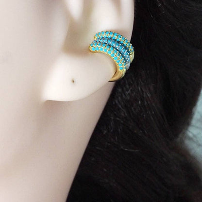 Colorful CZ Round Ear Cuff, Sku#B355