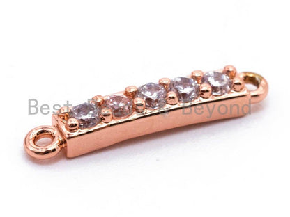 CZ Clear Micro Pave Small Bar Shaped Connector for Bracelet/Necklace, Cubic Zirconia Link Connector, 3x16mm, 1pc/2pcs, sku#A64