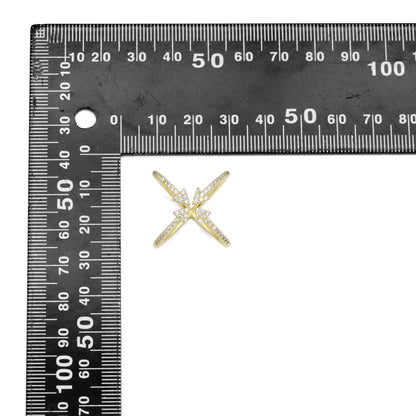 Clear CZ Arrows Criss Cross Ring, Sku#A181
