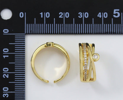 CZ Cross Adjustable Ring, Sku#LD255