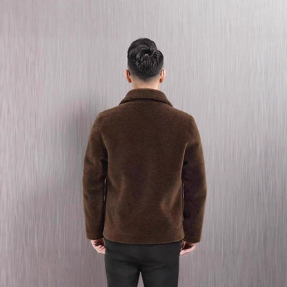 Double-sided Wear Polo Collar Jacket Men's Fur One-piece Velvet Padded Coat