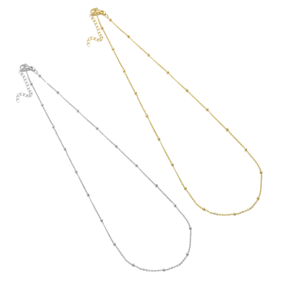 Gold Silver Rolo Link Dainty Ball Necklace, Sku#LD507