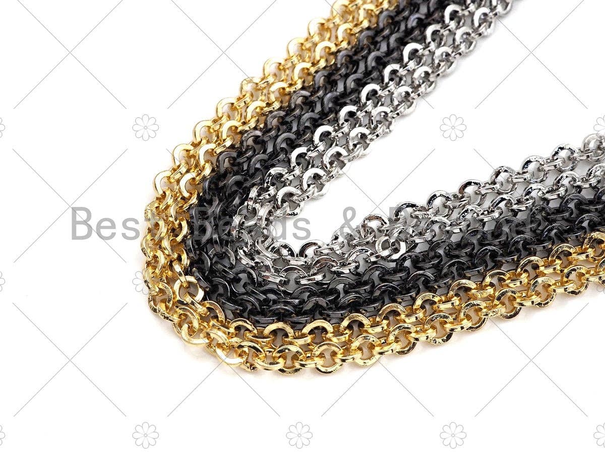 5mm Rolo Chain by Yard,18K Gold Plated/Gunmetal / Sil M361