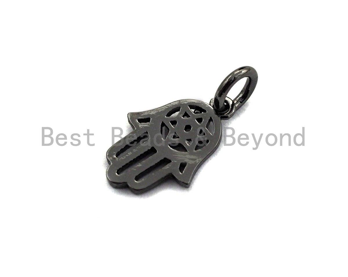 Hollow Out Hamsa Hand Shaped Pendant/Charm, Cubic Zirconia P