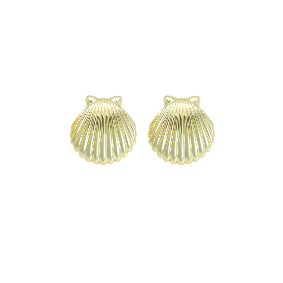 Clam Shell Shape Stud Earrings, Sku#L739