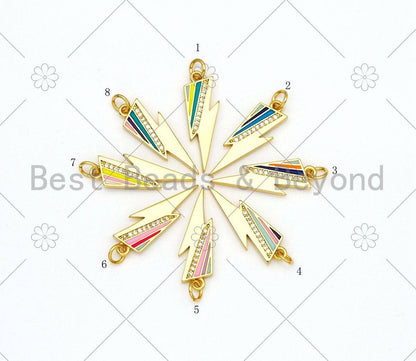 Colorful Enamel Lightning Shape Pendant, 18K Gold Filled Ena