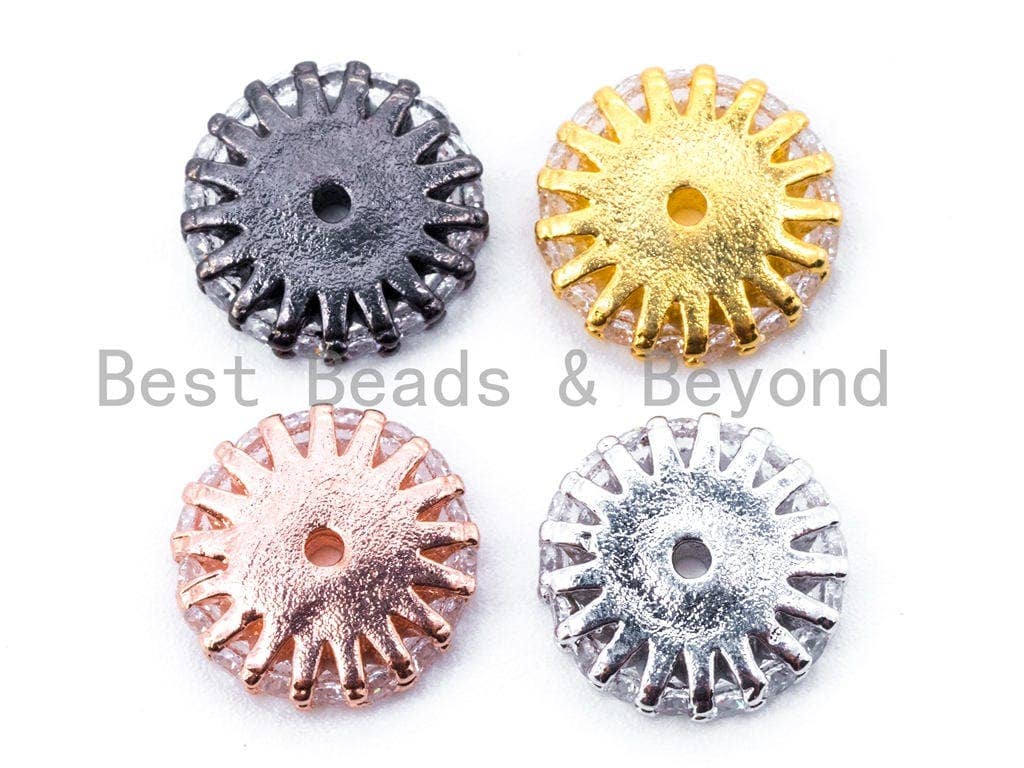 6mm/9mm/11mm CZ Micro Pave Coin Spacer Beads, Cubic Zirconia Space Beads, Gold/Rose gold/Silver/Black Space Beads, 1pc/5pcs, sku#C26