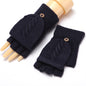 Women's Korean-style Thickened Thermal Knit Gloves In Solid Colors For Winter
