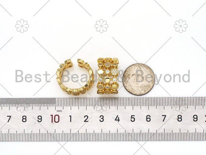 CZ Hexagon Patten Adjustable Ring, Sku#X245