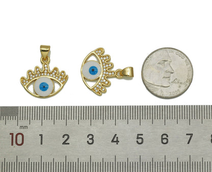 CZ Enamel Evil Eye Charm, Sku#JL97