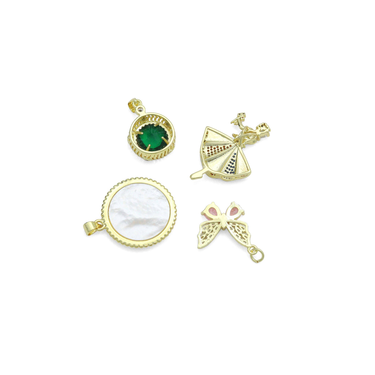 Colorful CZ Dance Girl Round Flower Butterfly Charm Pendant,Sku#LK1256