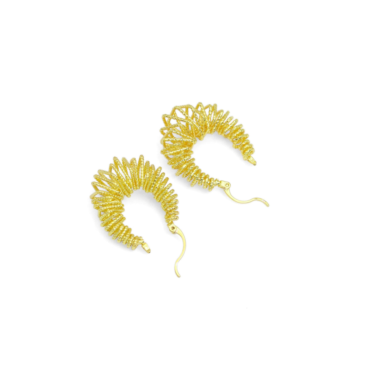 Gold Silver Twisted Oval Earrings, Sku#A261