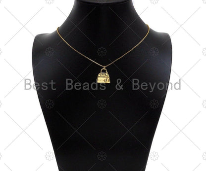 18K Dainty Gold Fashion Bag Shape Pendant/Charm,Gold Bag Medallion Charm, Necklace Bracelet Charm Pendant,18x17mm, Sku#LK232