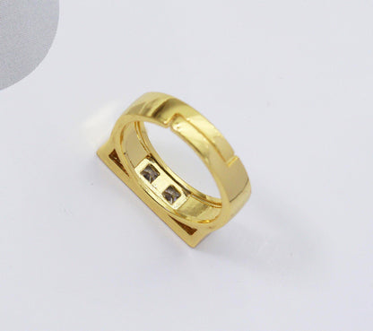 CZ Bridge Shape Adjustable Ring, Sku#LD248