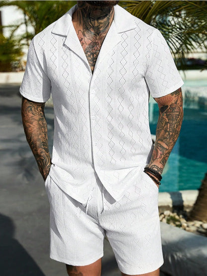 Mens Fashionable Printed Casual Shirt Set