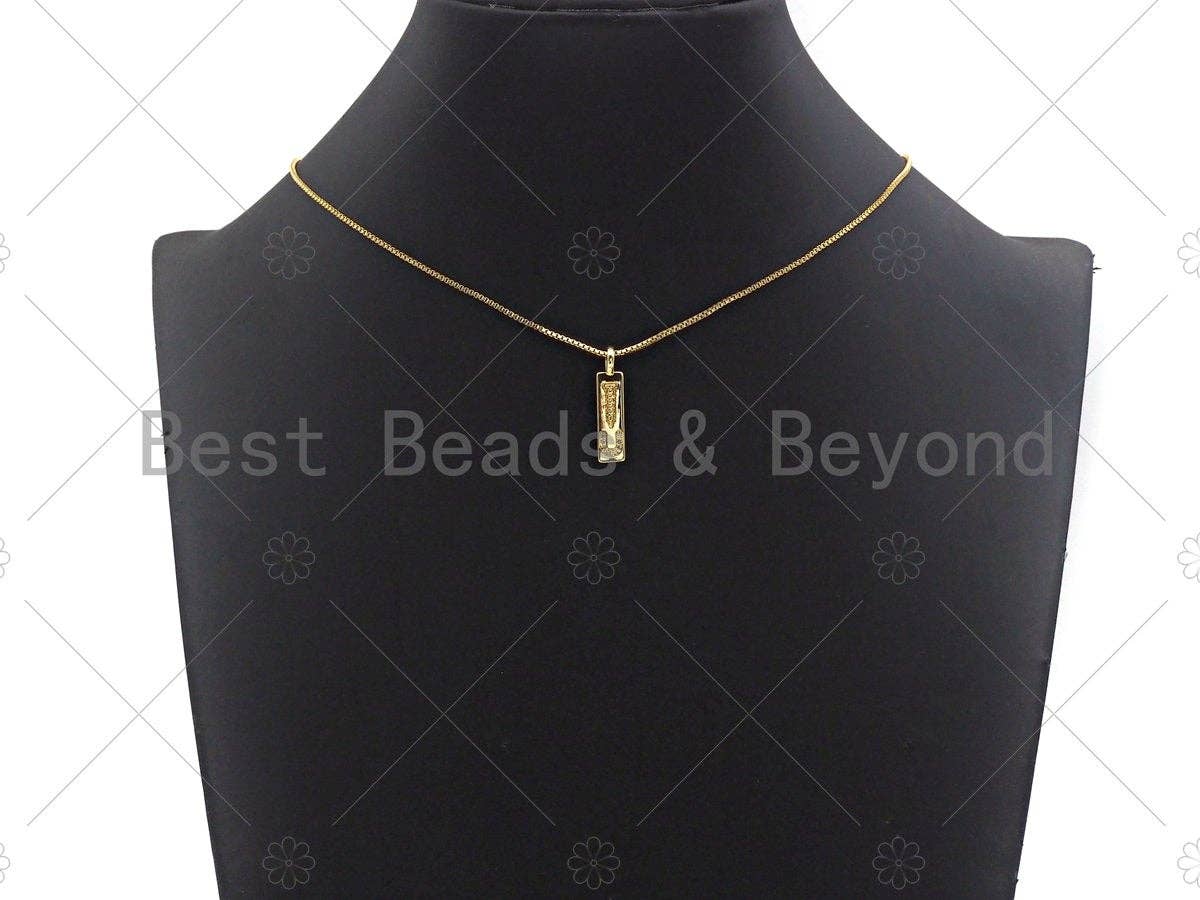 CZ Micro Pave Screw you Rectangle Pendant/Charm, Rectangle  Cubic Zirconia Pendant, Silver/Gold Tone,6x24mm,Sku#L319