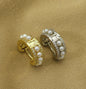 CZ Pearl Huggie Earrings, Sku#B177