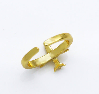 Gold Airplane Adjustable Ring, Sku#LK669