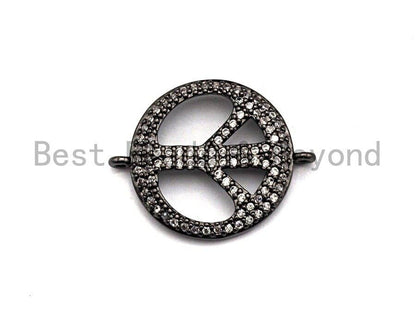Clear Cz Micro Pave 18x23mm Peace Sign Round Connector, Cubi