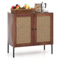 Kitchen Sideboard with 2 Rattan Doors and Adjustable Shelf