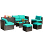8 Pieces Patio Space-Saving Rattan Furniture Set with Storage Box and Waterproof Cover-Gray