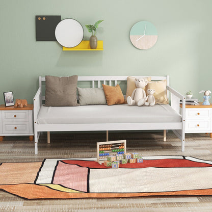 Classic Wooden Full Size Daybed Frame with Guardrails