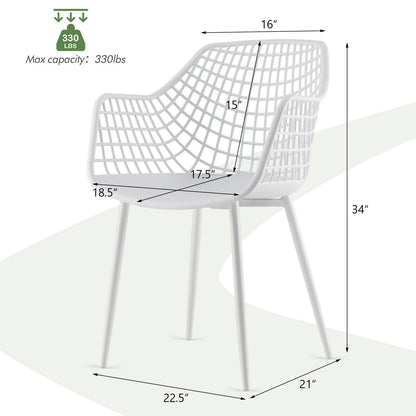 Set of 4 Heavy Duty Modern Dining Chair with Airy Hollow Backrest
