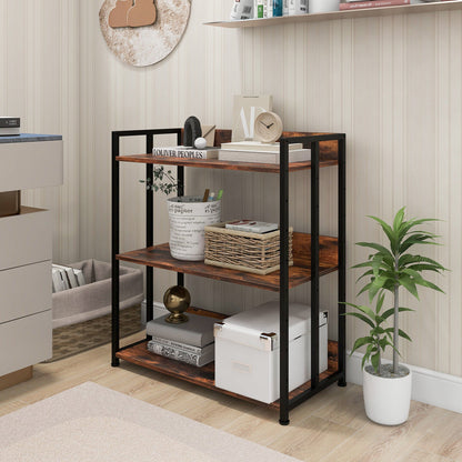 3/5-Tier Industrial Bookshelf Storage Shelf Display Rack with Adjustable Shelves
